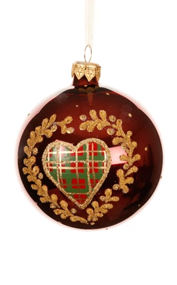 Bring festive charm to your tree with shiny glass baubles featuring a tartan heart design in green or red. Classic, elegant, and timeless Christmas décor.