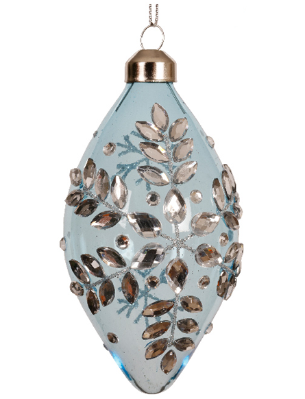 Decorative glass ornament with metallic embellishments on a white background