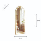 Modena LED cheval arch mirror dimensions 160 x 50cm