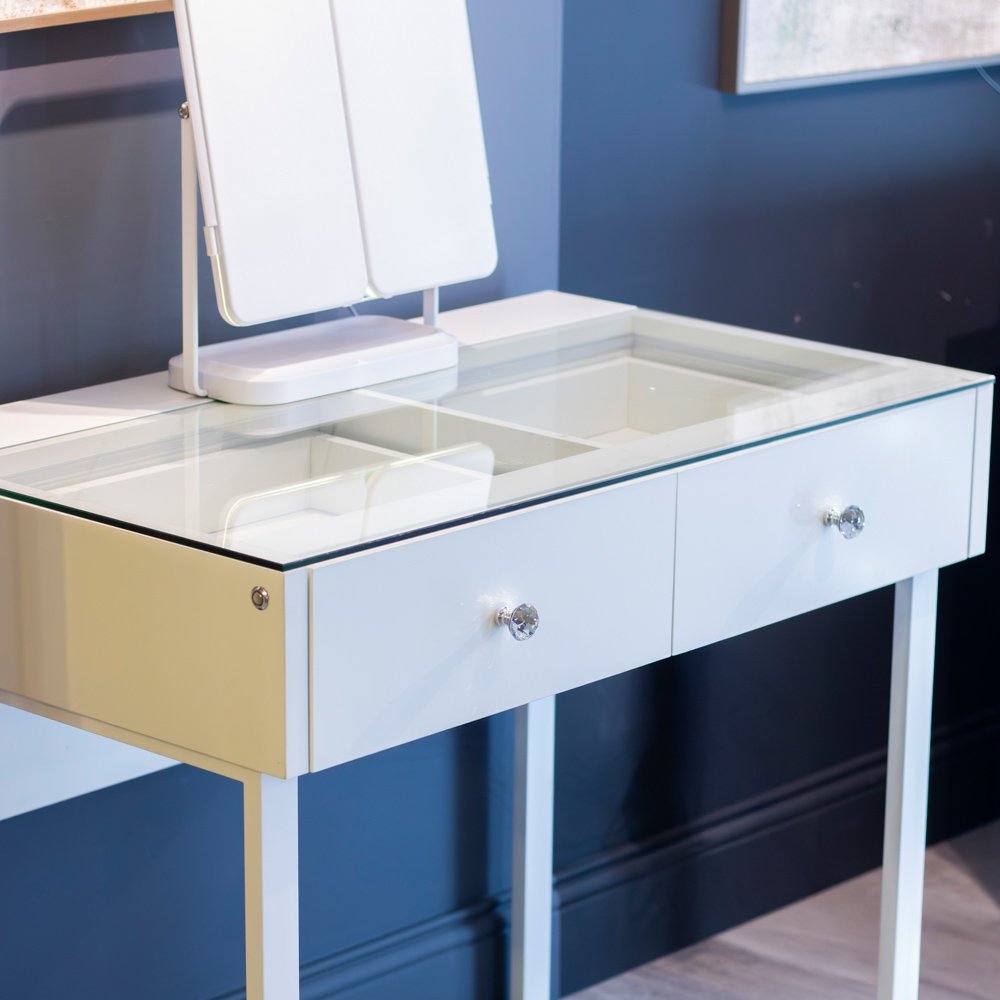 Erika vanity table light up glass top