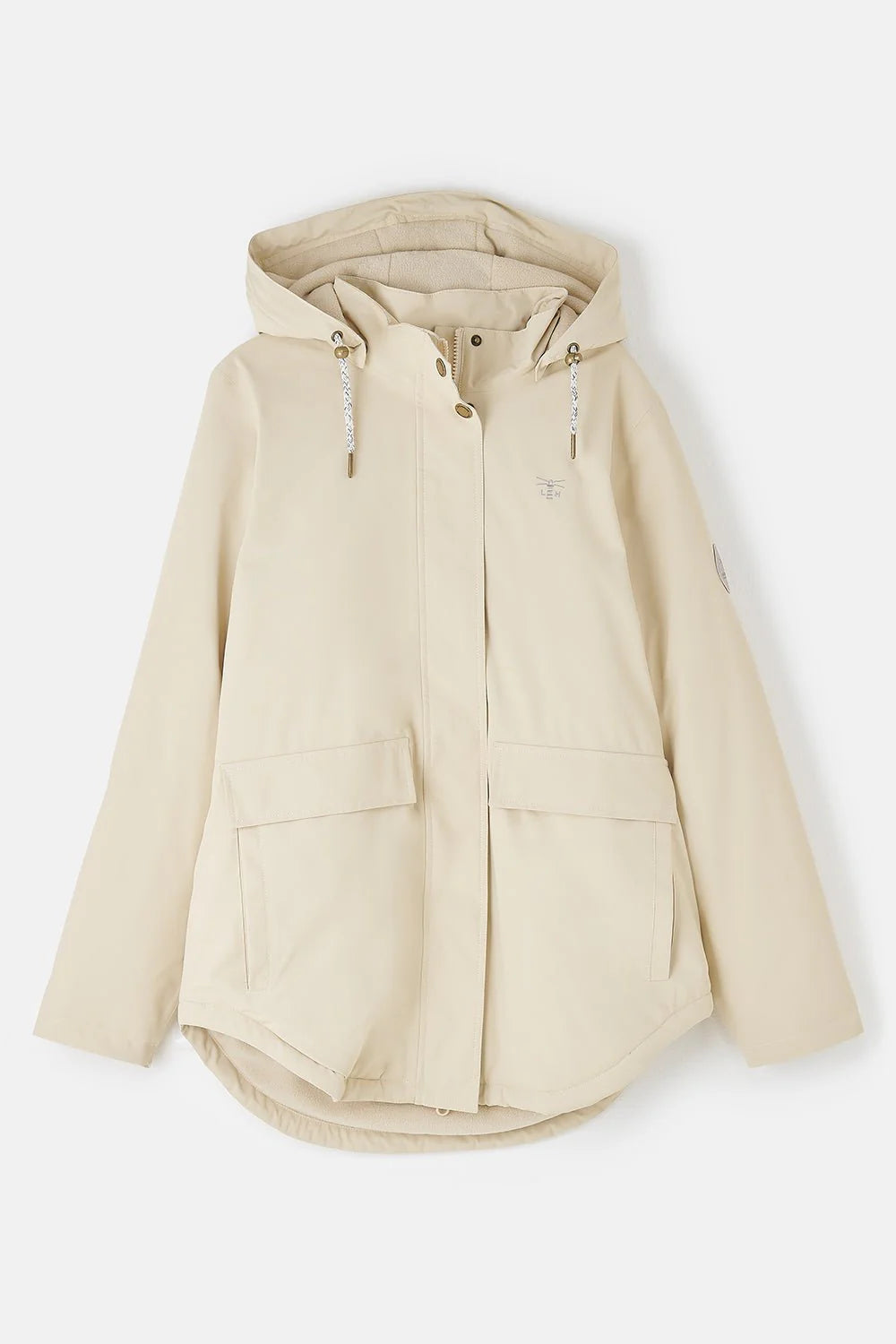 Beige hooded jacket on a white background