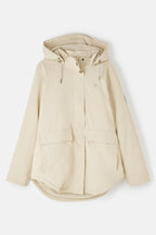 Beige hooded jacket on a white background