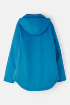 Blue hooded jacket on a white background