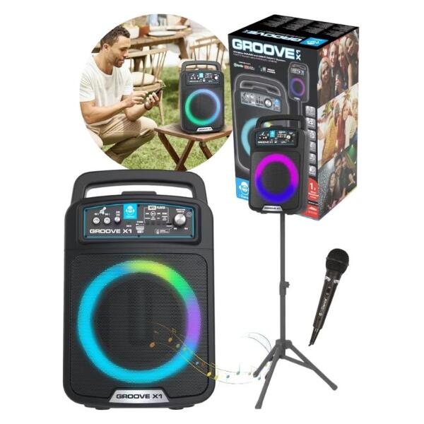 iDance Groove X1 Wireless Bluetooth Party Speaker with Lights & Microphone