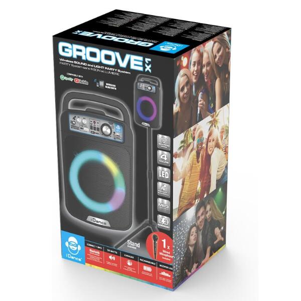 iDance Groove X1 Wireless Bluetooth Party Speaker with Lights & Microphone