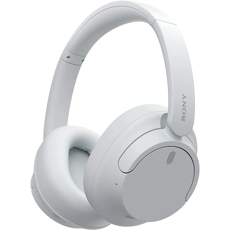 White Sony headphones on a white background