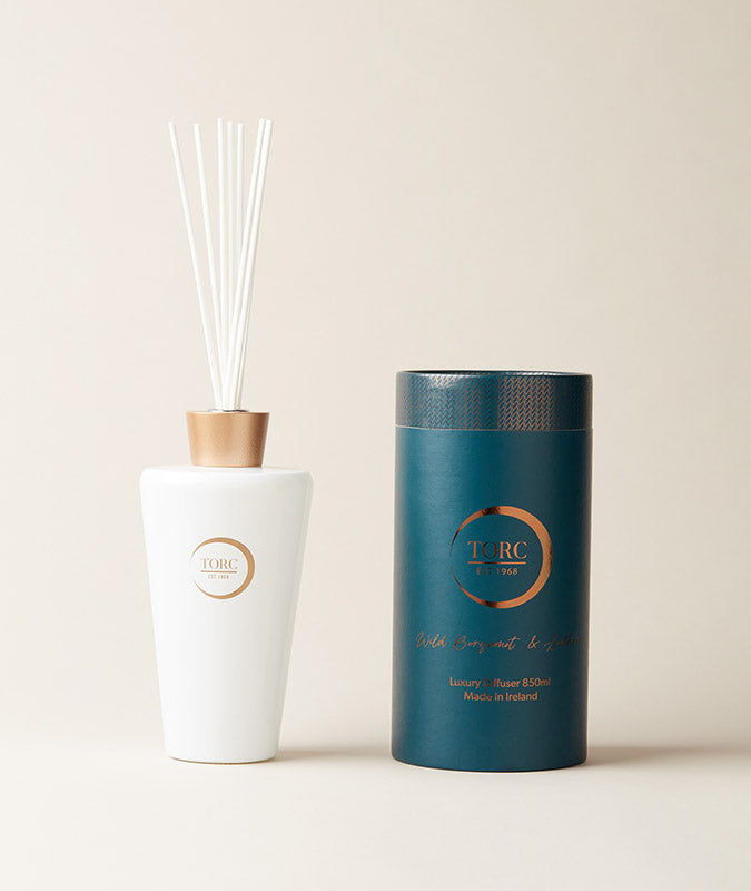 TORC Wild Bergamot & Leather Large Luxury Reed Diffuser – Premium Irish Home Fragrance