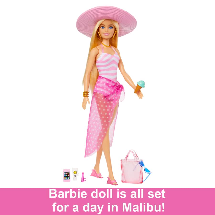 Blonde Barbie Doll With Swimsuit And Beach - Flemings Department Store