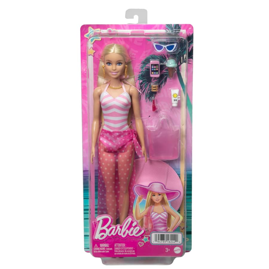 Blonde Barbie Doll With Swimsuit And Beach - Flemings Department Store