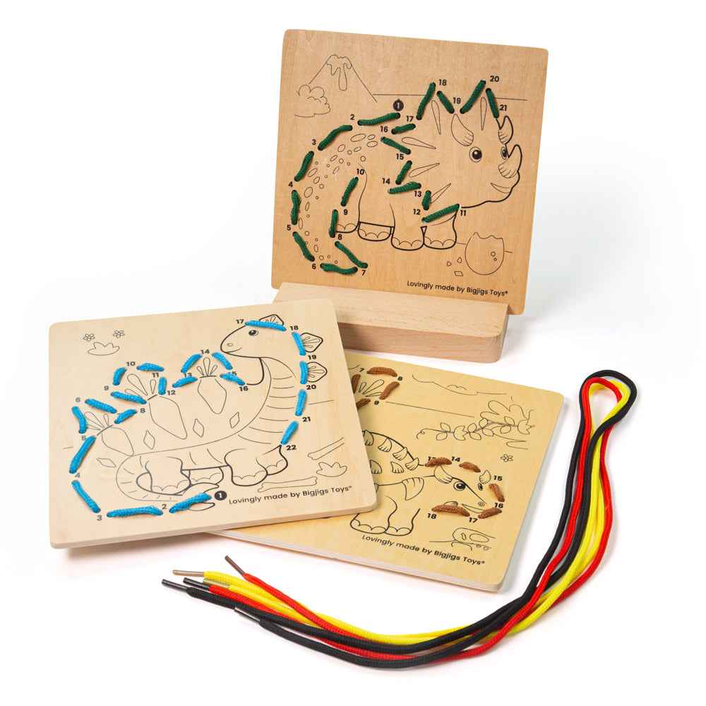 Lacing by Numbers - Dinosaur