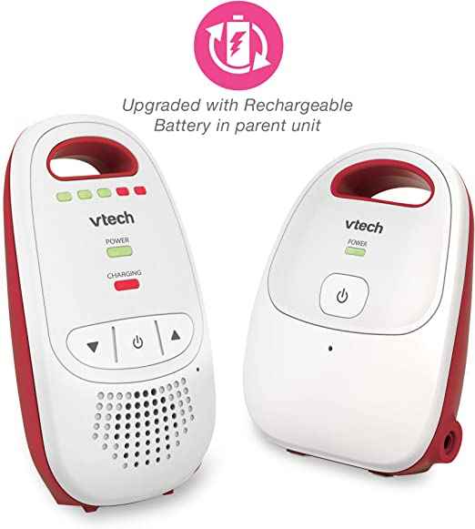 VTech Baby BM1000 Digital Audio Baby Monitor, White/Red