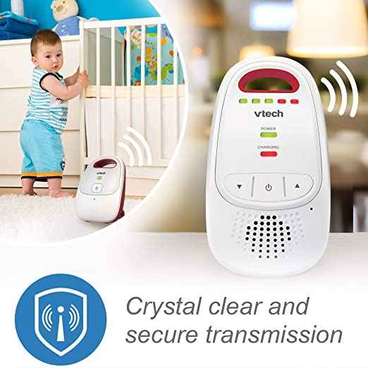 VTech Baby BM1000 Digital Audio Baby Monitor, White/Red