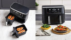 Showcase of the Ninja AirFryer AF400UK with samples of foods cooked 