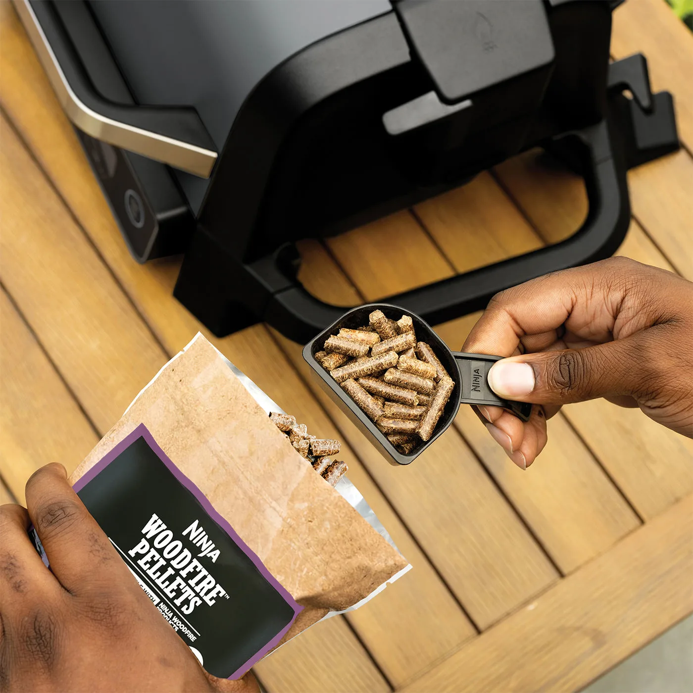 Ninja Woodfire 2400W Outdoor Electric BBQ Grill & Smoker - Grey & Black - Flemings Department Store