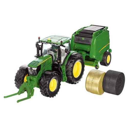 John Deere Tractor & Baler with 2 Bales & Driver